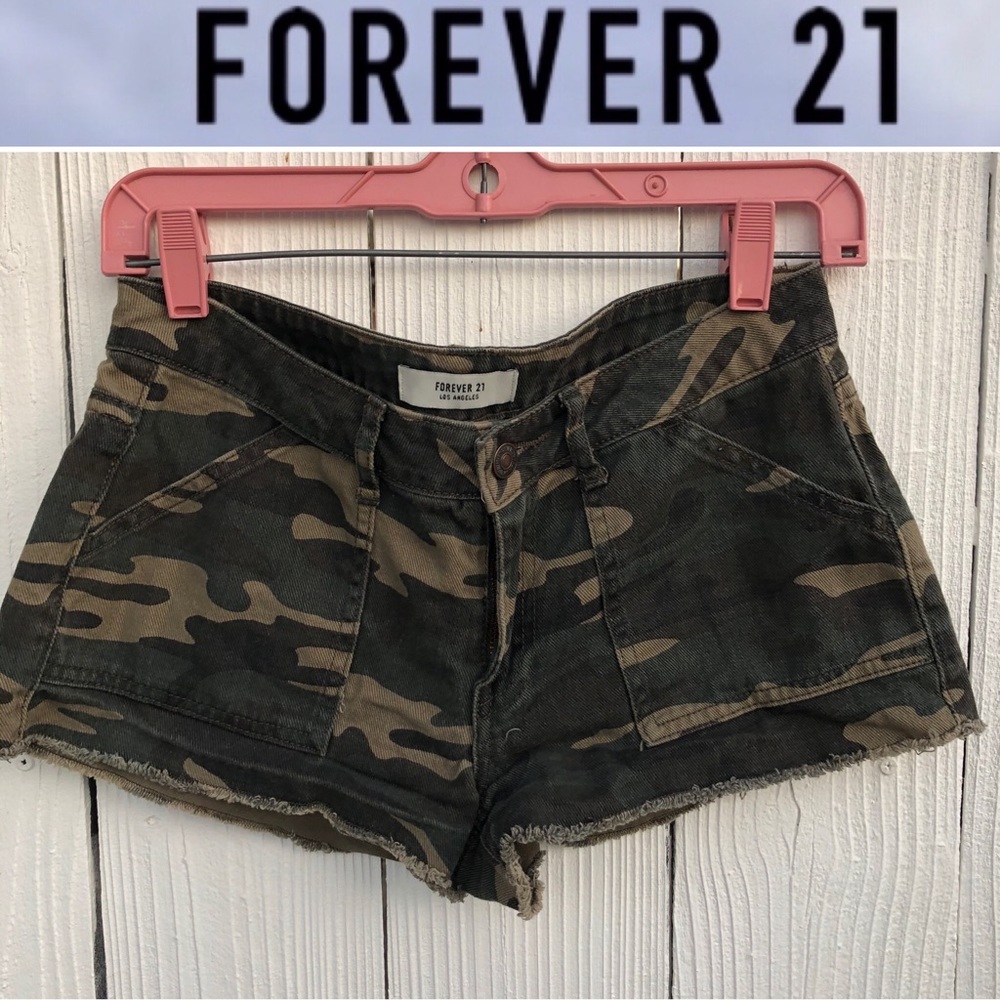 Forever 21 Camouflage Denim Shorts